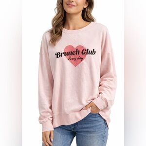 Wildfox Light Pink Brunch Club Everyday pullover NWT